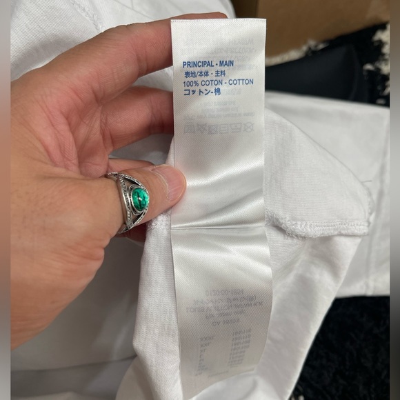 Fair Men’s Small Louis Vuitton Paris Logo Print Cotton T-shirt In White/Black - Picture 11 of 14